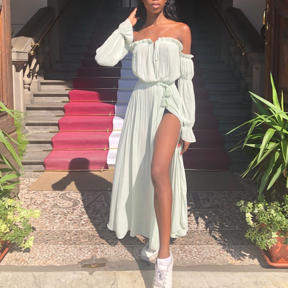 Long mint green dress